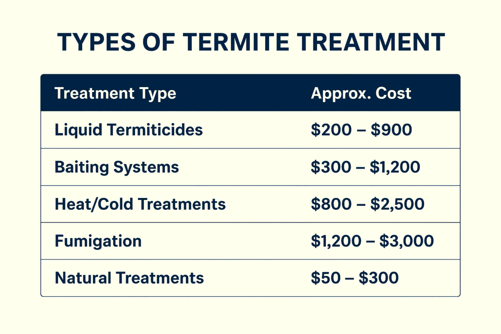 Termite Treatments Cost Comparison
